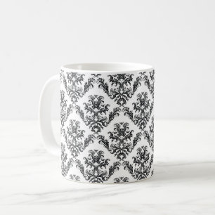 Caneca De Café Veneziano Damask, Cor damasco - Branco Preto