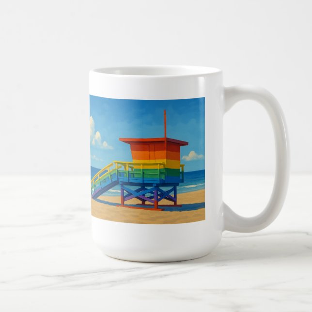 Caneca De Café Venice Beach Rainbow Lifeguard Stand (Direita)