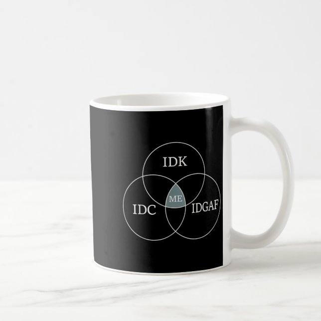 Caneca De Café Venn Diagram Idgaf Funny Meme Science Scifi Idc Id (Direita)