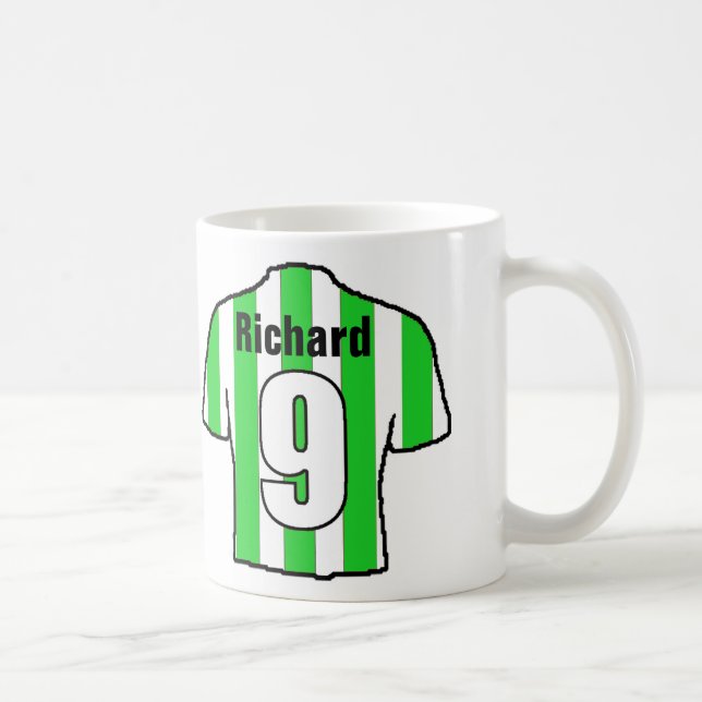 Caneca De Café Ventilador de futebol, camisa verde e branca de fu (Direita)