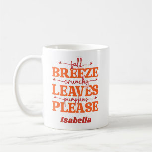 Caneca De Café Vento de Outono Folhas Crocantes Abóboras Por Favo