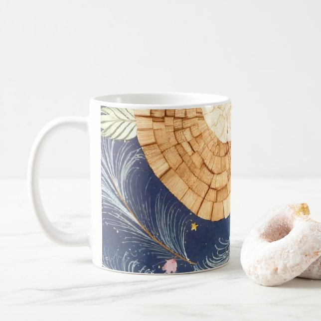 Caneca De Café Ventoinha de Grão de Madeira Boho e Botânica de Pe (Com Donut)