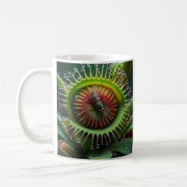 Caneca De Café Venus Flytrap Floral Verde e Vermelho