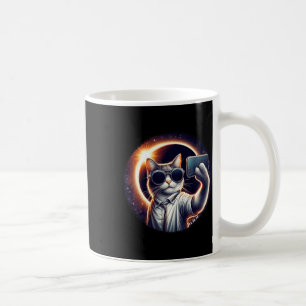 Caneca De Café Ver American Totality 2024 Funny Selfie Cat Solar