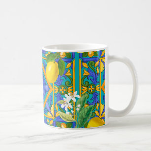 Caneca De Café Verão, azulejos sicilianos, citrinos, laranjas, m
