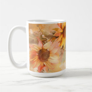 Caneca De Café Verão de Girassol Amarelo Aquarela