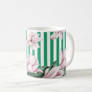 Caneca De Café Verão, primavera, impressão de magnólia verde 