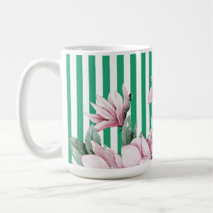 Caneca De Café Verão, primavera, impressão de magnólia verde