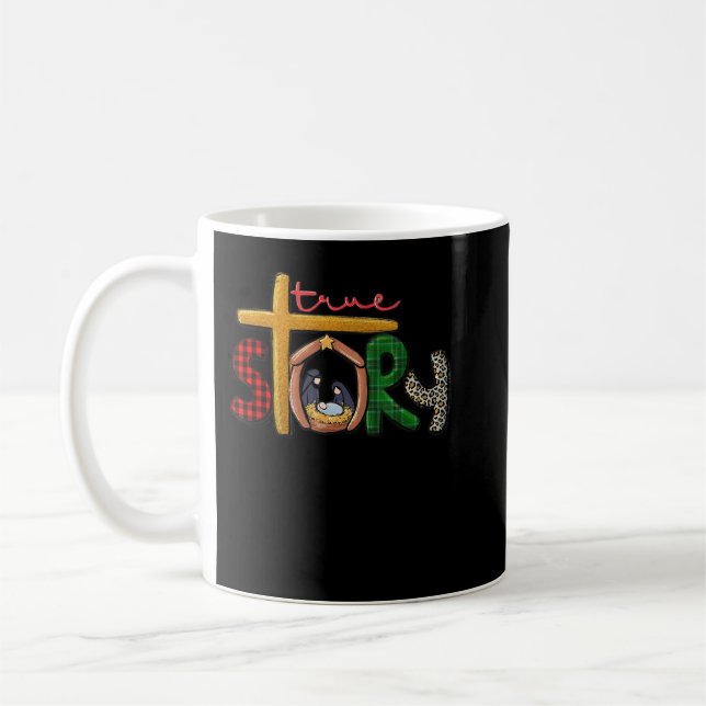 Caneca De Café Verdadeira História Natal Manger Cena de Natividad (Esquerda)