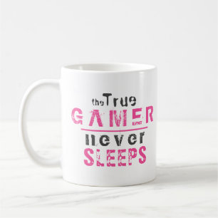 Caneca De Café Verdadeiro Gamer Nunca Dorme Rosa Garota Gamer