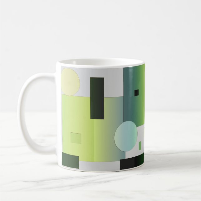 Caneca De Café Verde Abstrato Quatro (Esquerda)