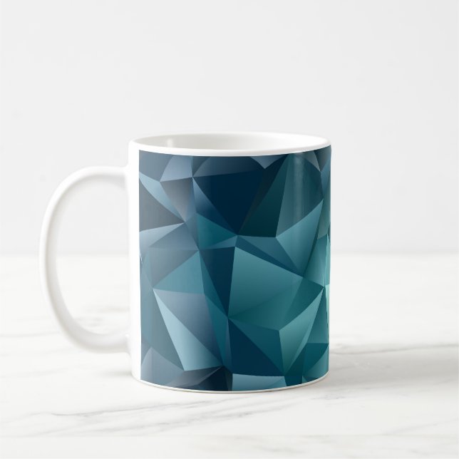 Caneca De Café Verde Azul Escuro: Abstrato Crystal Design (Esquerda)