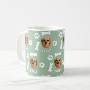 Caneca De Café Verde de imagem e nome personalizado de Pet de cãe