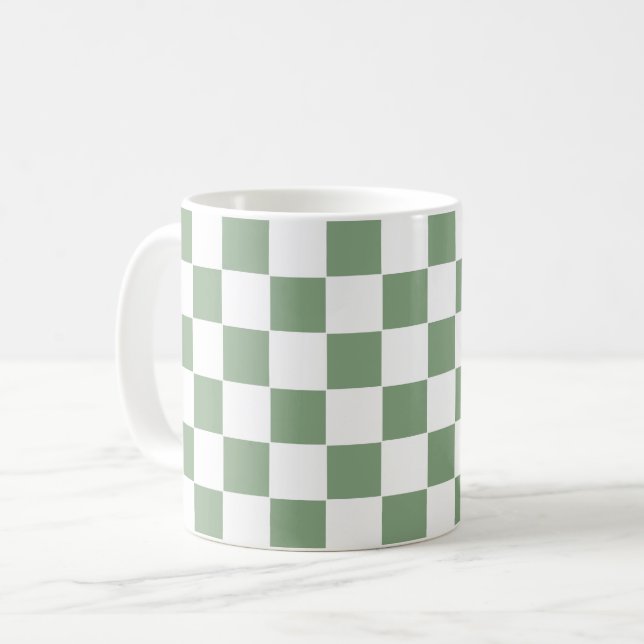 Caneca De Café Verde e branco do compartimento verificado (Frente Esquerda)