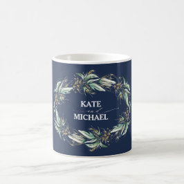 Caneca De Café Verde e Marinho Dourado Vermelhidão Elegante Azul