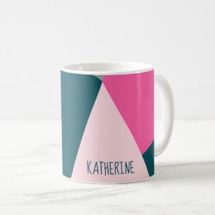 Caneca De Café Verde esmeralda pastel geométrico elegante de ros
