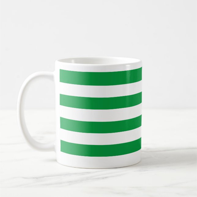 Caneca De Café Verde espesso clássico e branco horizontal riscado (Esquerda)