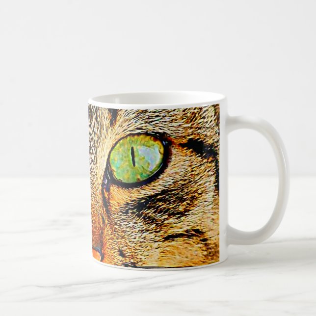 Caneca De Café Verde fascinante gato Eyed (Direita)
