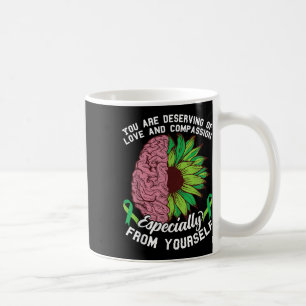 Caneca De Café Verde Fita Saúde Mental Consciência Girassol