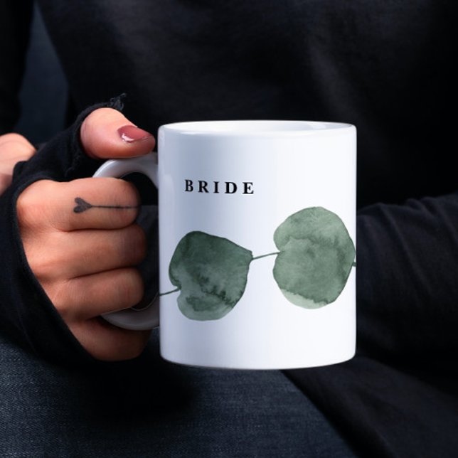 Caneca De Café Verde Fresco Moderno de Watercolor Bride (Criador carregado)