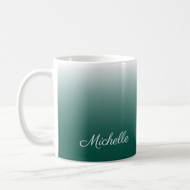 Caneca De Café Verde-gradiente ombre personalizado (Esquerda)