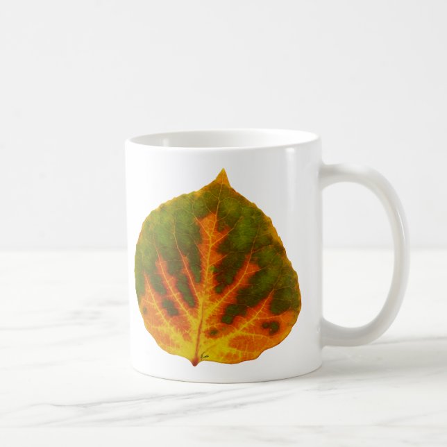 Caneca De Café Verde Laranja e Amarelo Aspen Folha #1 (Direita)