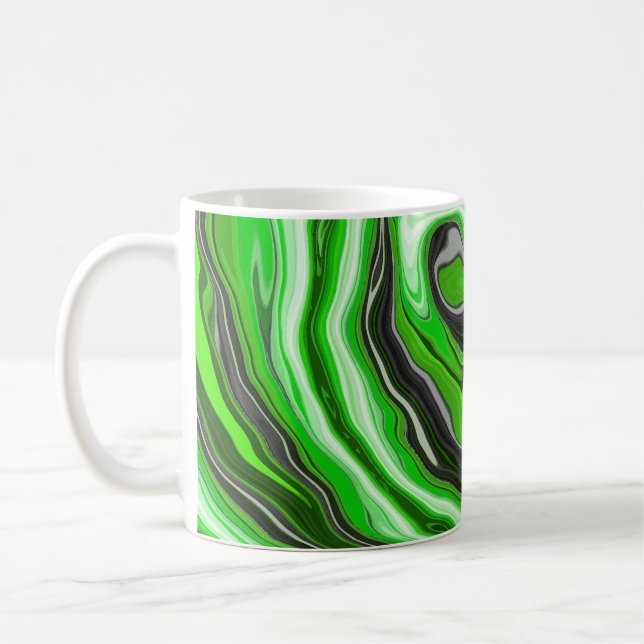 Caneca De Café Verde limão e mármore preto como espirros Arte Flu (Esquerda)