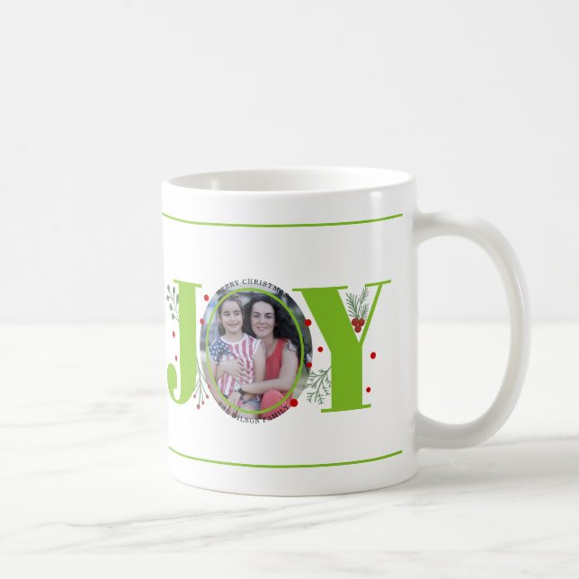 Caneca De Café Verde limão Joy com bagas Foto de Natal (Direita)