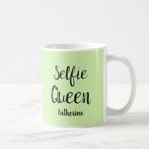 Caneca De Café Verde limão personalizado nome da rainha de Selfie