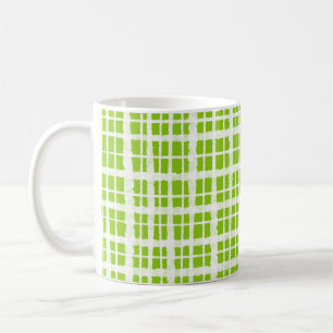 Caneca De Café Verde limão Pintado com Xadrez de Gingham