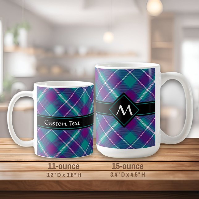 Caneca De Café Verde marinho, Roxo e Tartan Azul (Criador carregado)