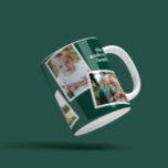 Caneca De Café Verde moderno elegante multifoto-família<br><div class="desc">Presente moderno e elegante na moda multifoto da família. A cor verde moderna pode ser alterada.</div>