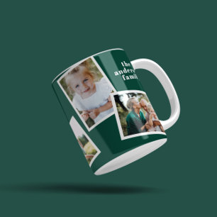 Caneca De Café Verde moderno elegante multifoto-família