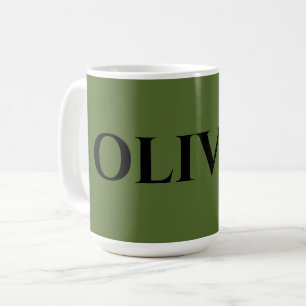 Caneca De Café Verde-oliva e nome preto minimalista