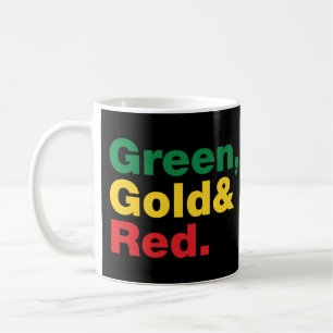 Caneca De Café Verde, ouro & vermelho