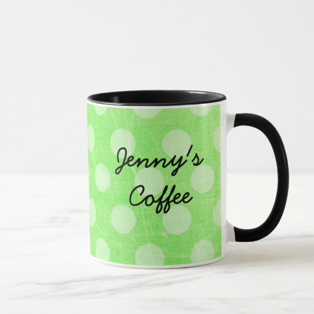 Caneca de Café Verde Personalizada com Bolinhas Br (Direita)