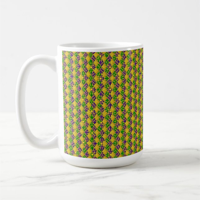 CANECA DE CAFÉ VERDE PURPLE AMARELO MARDI GRAS FLEUR DI LIS (Esquerda)