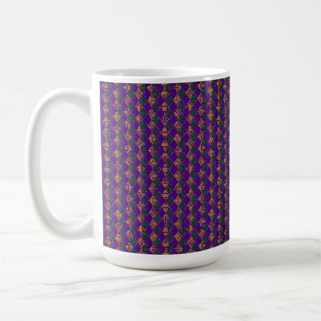 CANECA DE CAFÉ VERDE PURPLE AMARELO MARDI GRAS FLEUR DI LIS (Esquerda)