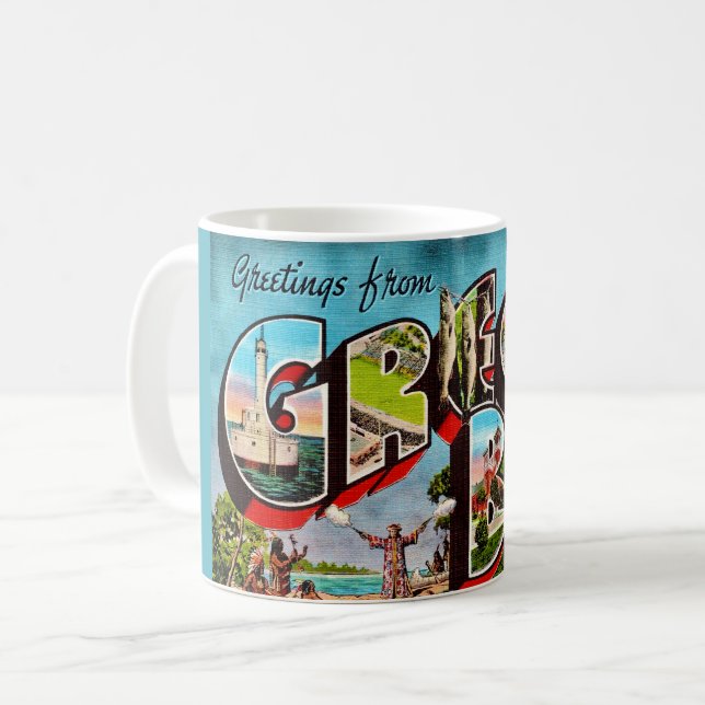 Caneca de café verde retrô Green Bay WI (Frente Esquerda)