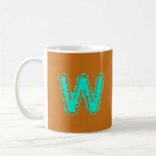 Caneca De Café Verde tóxico monograma assustador em laranja