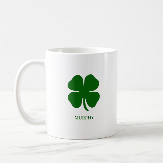 Caneca de Café Verde Trevo Personalizado (Esquerda)