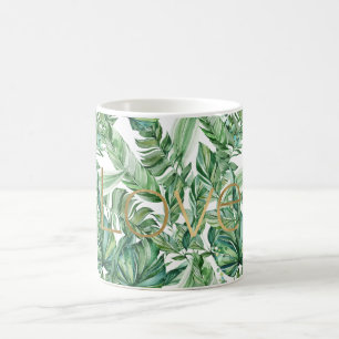 Caneca De Café Verde Tropical Cores Aquáticas Deixa Dourado Amor 