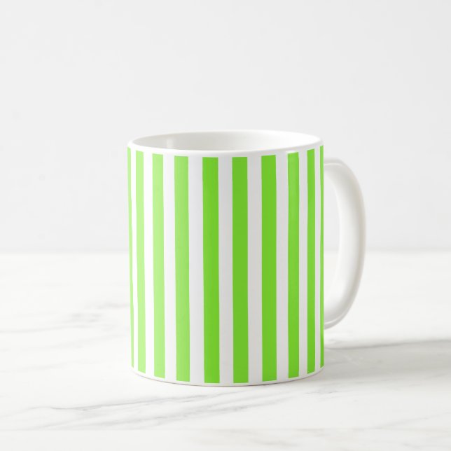 Caneca De Café Verdes limões e faixas brancas de doces (Frente Esquerda)