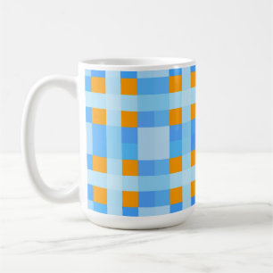 Caneca De Café Verificação de cruzes quadradas 10 azul laranja