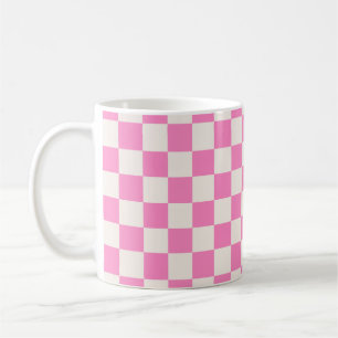 Caneca De Café Verificação rosa, padrão da placa de xadrez, ve