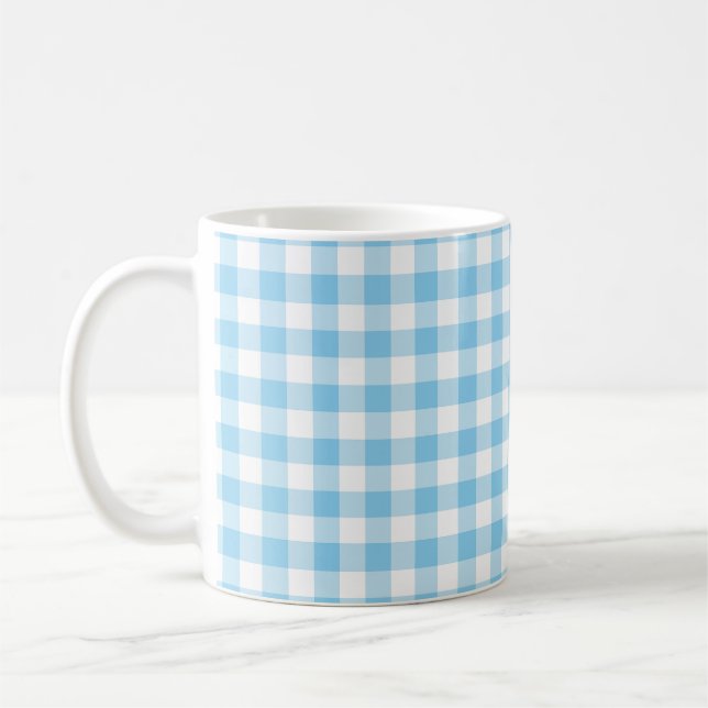 Caneca De Café Verificações de Gingham de Tamanho Médio Branco e  (Esquerda)