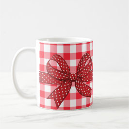 Caneca De Café Verificações de vermelho e branco