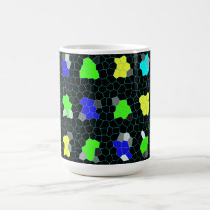 Caneca De Café Verificações De Vidro Colorido Opalescente,