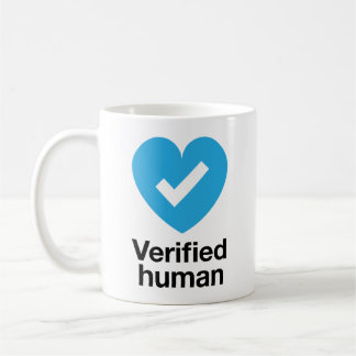 Caneca De Café Verificado Coração de Verificação Humana