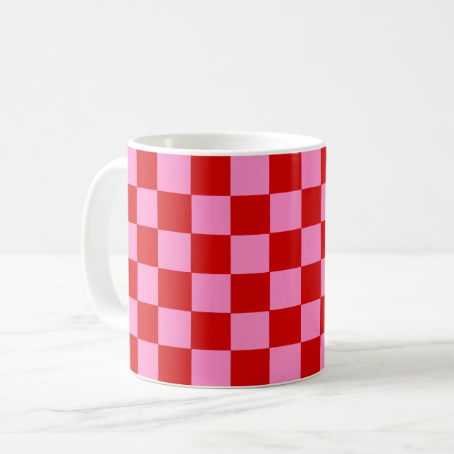Caneca De Café Verificador de Cores DIY Vermelho Rosa Quente (Frente Esquerda)